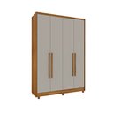 Ver imagem 1 de Guarda Roupa Solteiro Dinamarca 04 portas com pés Tcil Móveis Cinamomo C/ Off White