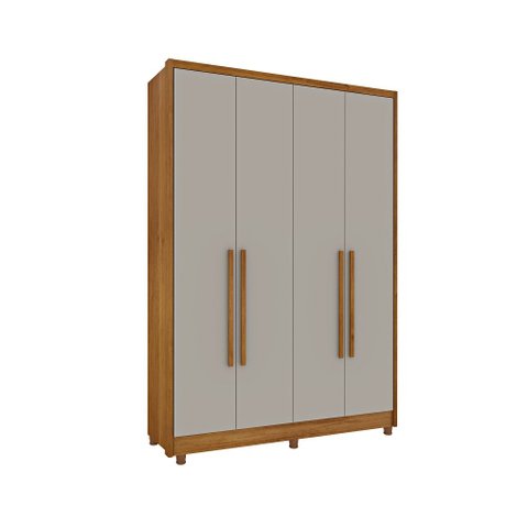 Guarda Roupa Solteiro Dinamarca 04 portas com pés Tcil Móveis Cinamomo C/ Off White