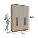 Ver imagem 3 de Guarda Roupa Solteiro Dinamarca 04 portas com pés Tcil Móveis Cinamomo C/ Off White