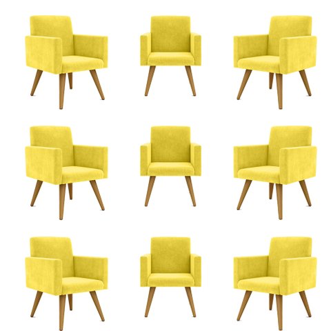 Kit 9 Cadeiras Poltronas Decorativa - Escritório - Recepção Cor:Amarelo