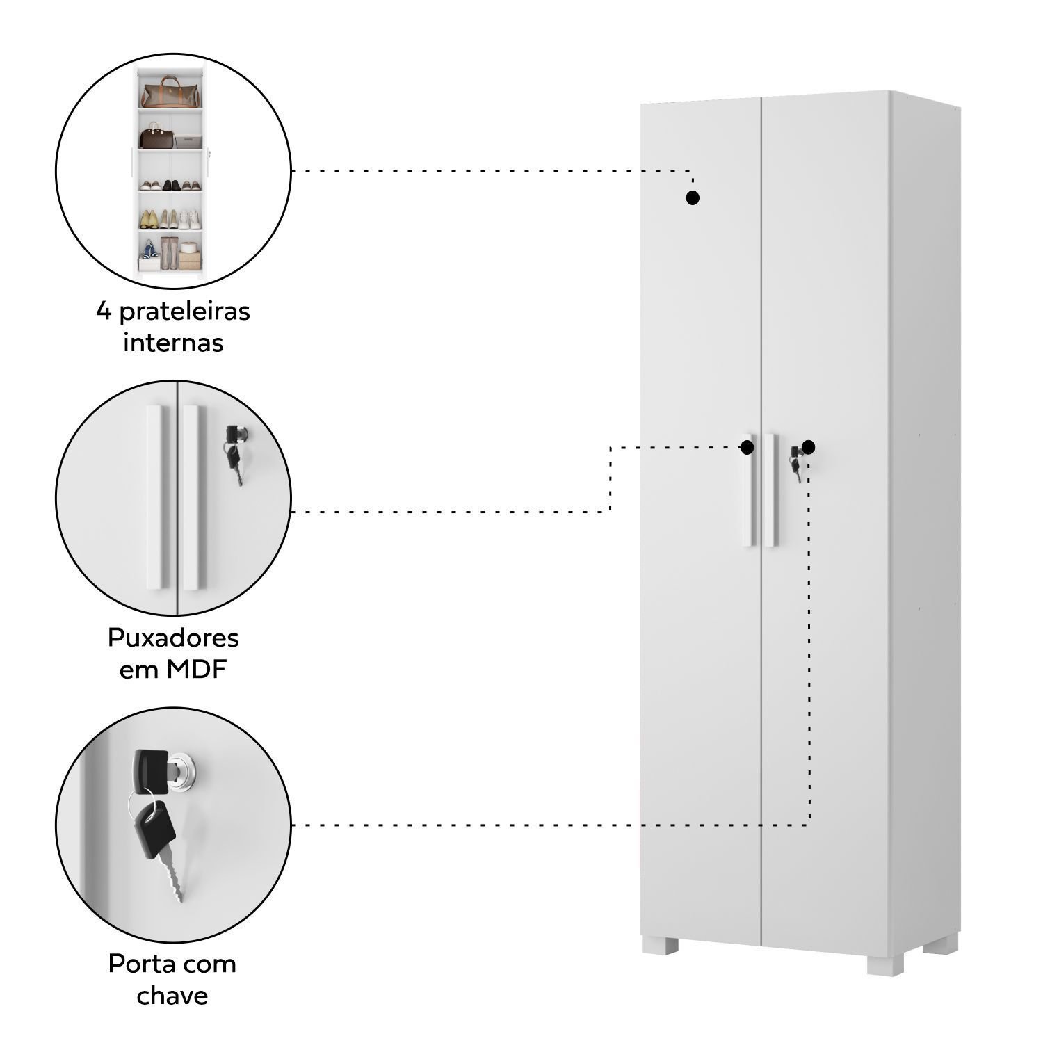 Armário para Escritório 2 Portas com Chave Nt 4020 Branco/New