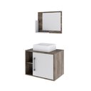 Ver imagem 2 de Conjunto Balcão C-cuba Q32 e Espelheira Soft 600 Carvalho Dark Carvalho Dark C-branco Chess
