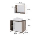 Ver imagem 5 de Conjunto Balcão C-cuba Q32 e Espelheira Soft 600 Carvalho Dark Carvalho Dark C-branco Chess