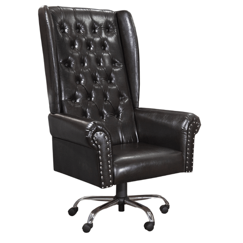 Cadeira de Escritório Giratória Presidente Chesterfield Via Encanto Corano Preta