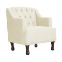 Ver imagem 1 de Poltrona Decorativa Pés Luis XV Gênises Encosto Capitonê Suede Marfim Carolina Moveis