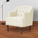 Ver imagem 2 de Poltrona Decorativa Pés Luis XV Gênises Encosto Capitonê Suede Marfim Carolina Moveis