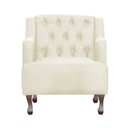 Ver imagem 5 de Poltrona Decorativa Pés Luis XV Gênises Encosto Capitonê Suede Marfim Carolina Moveis