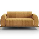 Ver imagem 6 de Kit Sofá 3 Lugares 210cm com Poltrona Molino Base Castanho Pés D'ouro D02 Prime Bouclê Mostarda