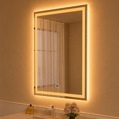 Espelho de LED Retangular Touch 3 Cores de Luz 60x80cm Bivolts