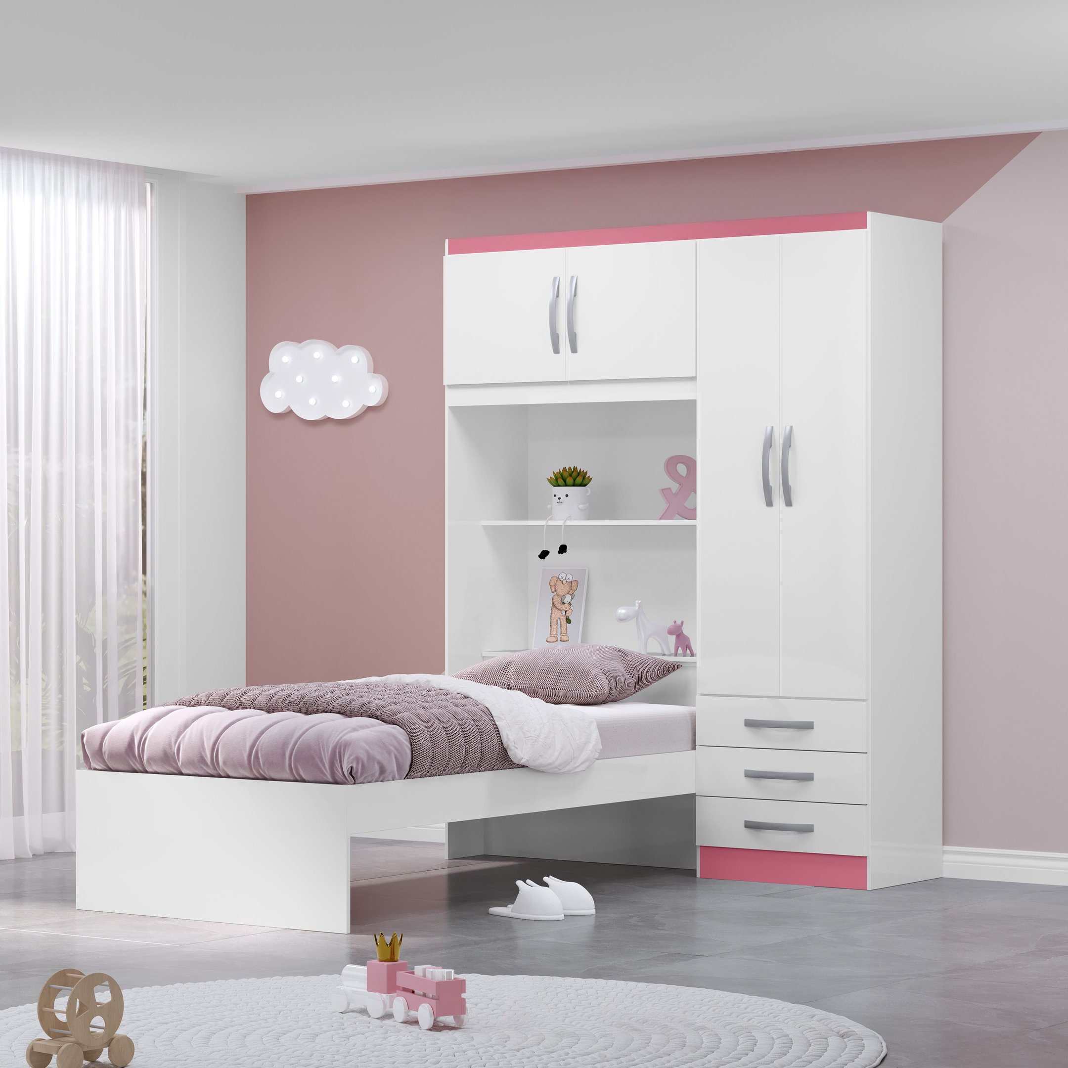 Guarda Roupa Infantil com Cama 4 Portas 3 Gavetas Lisboa Espresso ...