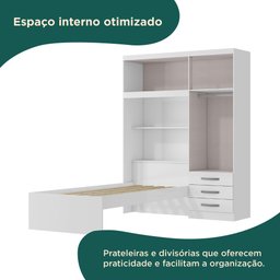 Guarda Roupa Infantil com Cama 4 Portas 3 Gavetas Lisboa Espresso Móveis - 3