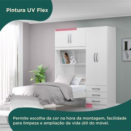 Guarda Roupa Infantil com Cama 4 Portas 3 Gavetas Lisboa Espresso Móveis - 11