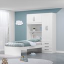 Ver imagem 1 de Guarda Roupa Infantil com Cama 4 Portas 3 Gavetas Lisboa Espresso Móveis Branco/Pink