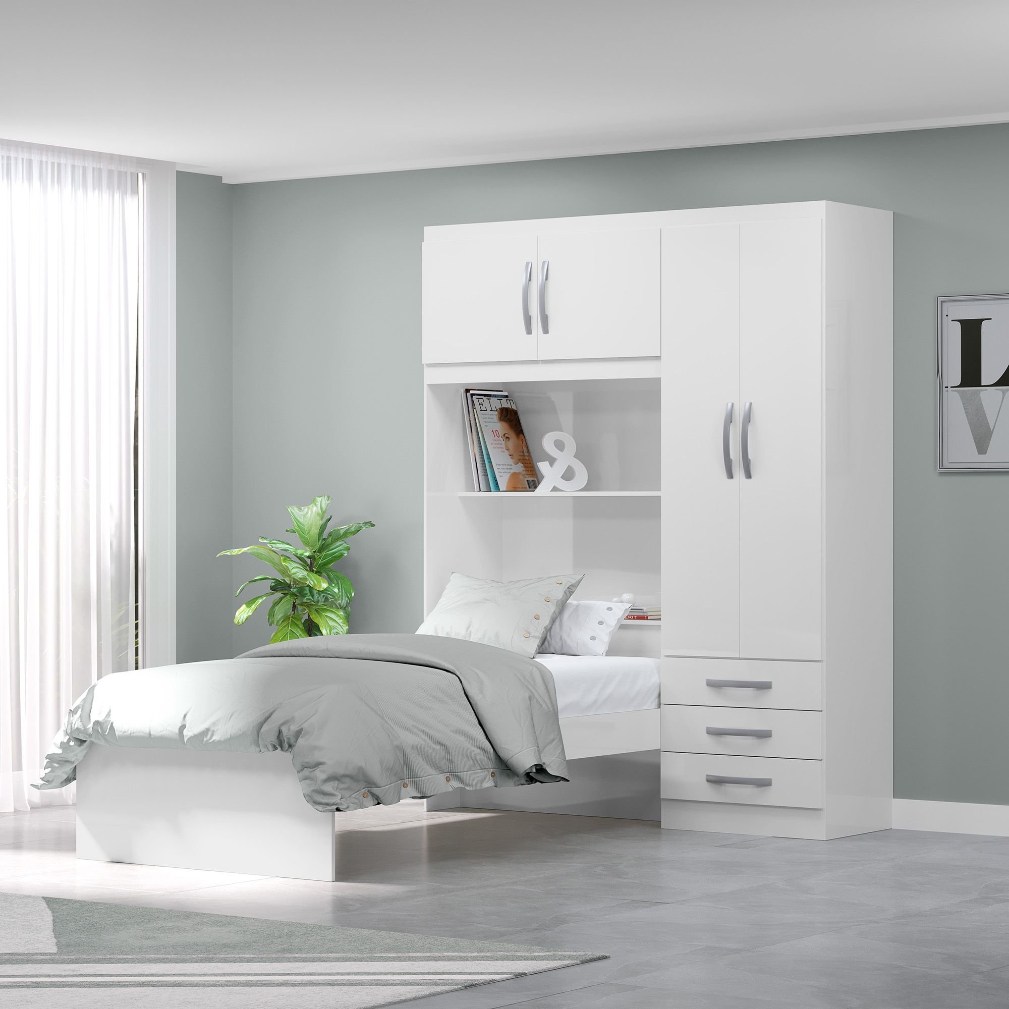 Guarda Roupa Infantil com Cama 4 Portas 3 Gavetas Lisboa Espresso Móveis - 2
