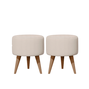 Kit 2 Puff Banqueta Redonda 30x30 C/ Pé Palito E-nova Móveis:bege