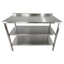 Ver imagem 3 de Mesa de Aço Inox Industrial 140x60x90 cm com 2 Prateleiras Plano Liso com Espelho Nortinox