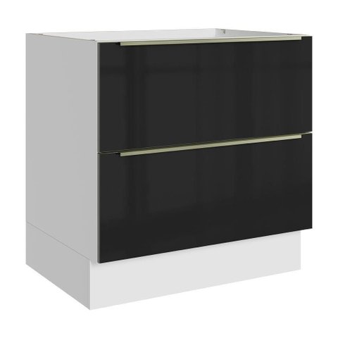 Balcão de Cozinha 80 Cm 2 Gavetas (sem Tampo) Branco/preto Lux Madesa Branco/preto