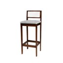 Ver imagem 4 de Kit 4 Banquetas Madeira Imbuia com Linho Prata Cozinha Encosto Palha Rattan