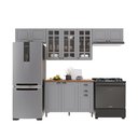 Ver imagem 2 de Cozinha Modulada 4 Peças 1 Balcão com Tampo 3 Aéreos 100% MDF com Vidro Bari Cinza/Titanio Fosco