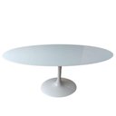 Ver imagem 1 de Mesa de Jantar Tulipa Oval 180x100cm Laqueada e Vidro Branco