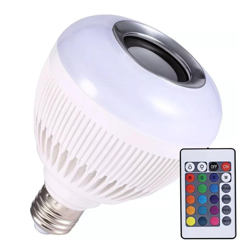 Lampada Musical Caixa de Som Bluetooth Led Rgb com Controle - 1