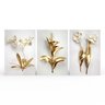KIT 3 QUADROS RETANGULARES - TRIO DE FLORES DOURADAS - 1