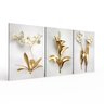 KIT 3 QUADROS RETANGULARES - TRIO DE FLORES DOURADAS - 2