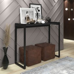 Aparador Industrial Hall de Entrada Ísis Pés em Aço Decorativo Sala Mesa - Preto/preto - 1