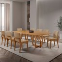 Ver imagem 1 de Sala de Jantar Mesa Flora 220cm Tampo Laminado Barril com 8 Cadeiras Bella