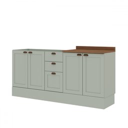 Balcão de Cozinha Iluminata 4 Portas 3 Gavetas 100% Mdf Mint/ébano - Genialflex - 2