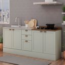 Ver imagem 1 de Balcão de Cozinha Iluminata 4 Portas 3 Gavetas 100% Mdf Mint/ébano - Genialflex