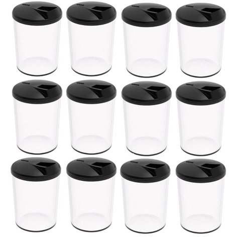 12 Farinheiras Porta Farofa Temperos 400ml Crippa Preto Tampa para Ir a Mesa