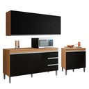 Ver imagem 2 de Conjunto Kit Cozinha Compacta Moderna Balcão sem Tampo Armário Aéreo e Balcão Cooktop Ajl Móveis