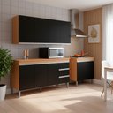 Ver imagem 1 de Conjunto Kit Cozinha Compacta Moderna Balcão sem Tampo Armário Aéreo e Balcão Cooktop Ajl Móveis