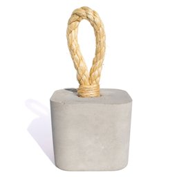 Calço Peso de Porta Artesanal Quadrado 1,4kg Alça Sisal Base Protetora - Cinza Maior - 1