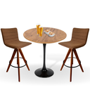 Ver imagem 1 de Conjunto Mesa Bistrô Saarinen 70 cm Tampo Antíqua Base Altura 105 cm Preta + 2 Banquetas Cercatto Gi