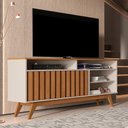 Ver imagem 1 de Rack para TV Pluma 55 Polegadas 136cm MDP MDF Off White Freijó Germai Móveis