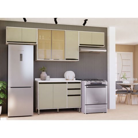 Cozinha Modulada Compacta 4 Peças com Tampo Linea Luciane Móveis