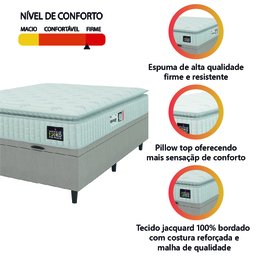 Cama Box Baú Colchão Casal Espuma D33 Vangogh Pillow Top 138x188x70cm Hellen - 6