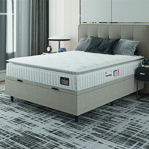 Cama Box Baú Colchão Casal Espuma D33 Vangogh Pillow Top 138x188x70cm Hellen