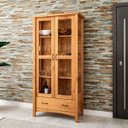 Ver imagem 4 de Cristaleira 100% Madeira Maciça com 2 Portas 1 Gaveta Stella - Castanho Fosco