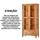 Ver imagem 3 de Cristaleira 100% Madeira Maciça com 2 Portas 1 Gaveta Stella - Castanho Fosco