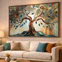 Ver imagem 3 de Quadro Árvore da Vida Abstrata Tons Terrosos Canvas 123x83