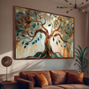 Ver imagem 1 de Quadro Árvore da Vida Abstrata Tons Terrosos Canvas 123x83