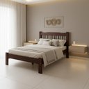 Ver imagem 3 de Cama Casal Pérola Madeira Maciça Resistente Nogueira