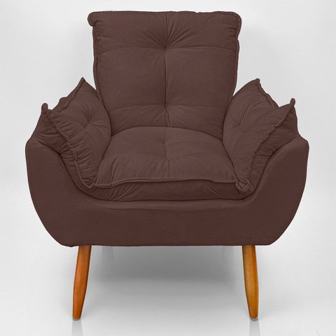 Cadeira Poltrona Opala para Sala Opala Recepção Quarto Confortável Reforçada Premium:marrom