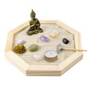 Ver imagem 1 de Jardim Zen Completo Buda Feng Shui Madeira Octagonal 18 Cm