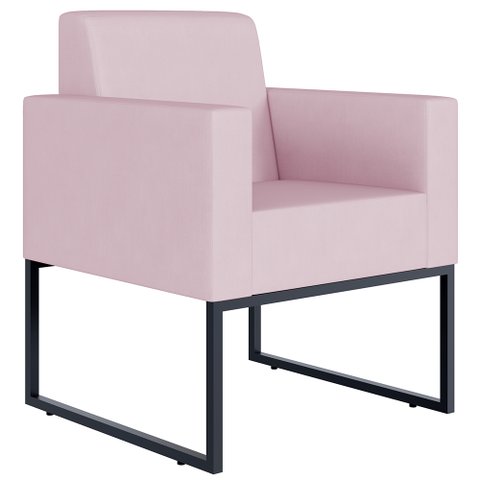 Poltrona Decorativa para Recepção Base Fixa de Metal Helô L02 Suede Rosê - Lyam