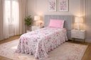 Ver imagem 1 de Kit 2 Pçs Colcha Solteiro Beleza Estampado: Rosa