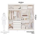 Ver imagem 4 de Guarda-Roupa Casal 2 Portas de Correr com Pés 229cm 100% MDF Talin Espresso Móveis Branco